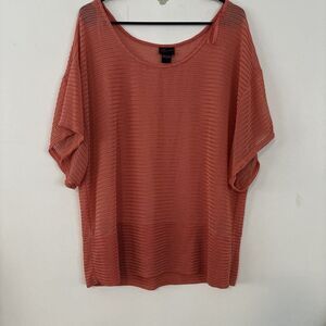 Torrid Coral Herringbone Open Weave Blouse Size 1
